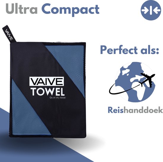 VAIVE Serviette microfibre - Serviette de plage 100x200 - Serviette de bain - Serviette de voyage Séchage rapide - Bleu