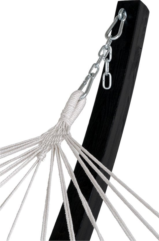 Hamac Tripoli avec armature en mélèze - 320 cm - coton et polyester - gris/noir