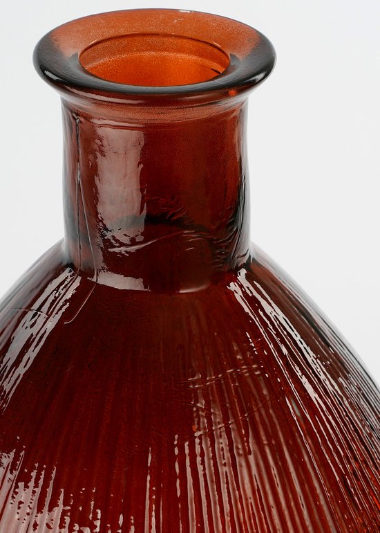 Vase bouteille Firenza Mica Decorations - H59 x Ø29 cm - Verre recyclé - Marron foncé