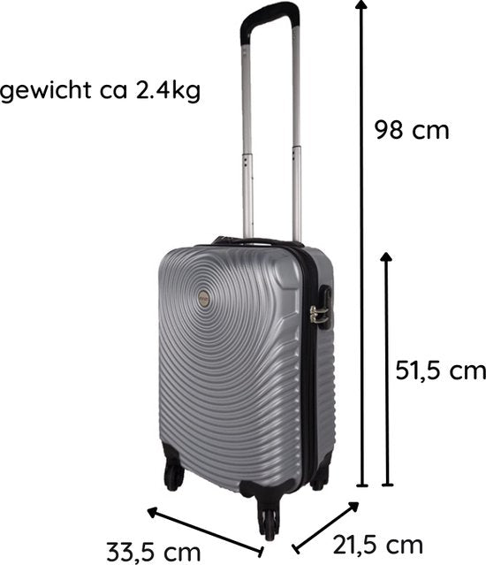 Valise cabine Ceruzo - Trolley - 28 L - 51,5 cm - Gris argenté - Roulettes pivotantes à 360° - Serrure à combinaison