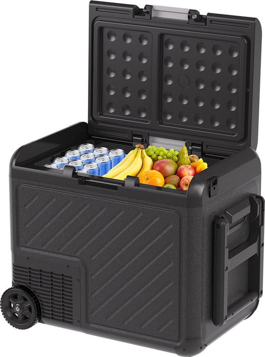 Auronic Electric Cool Box - Compresseur - Avec roues - 12V 230 Volt - Voiture - 50L - Noir/Gris
