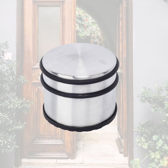 BRASQ Lot de 4 butoirs de porte - Butoir de porte en acier inoxydable avec revêtement antidérapant - 1,1 kg Pour l'intérieur et l'extérieur - Butoir de porte ⌀9 x 7,5 cm