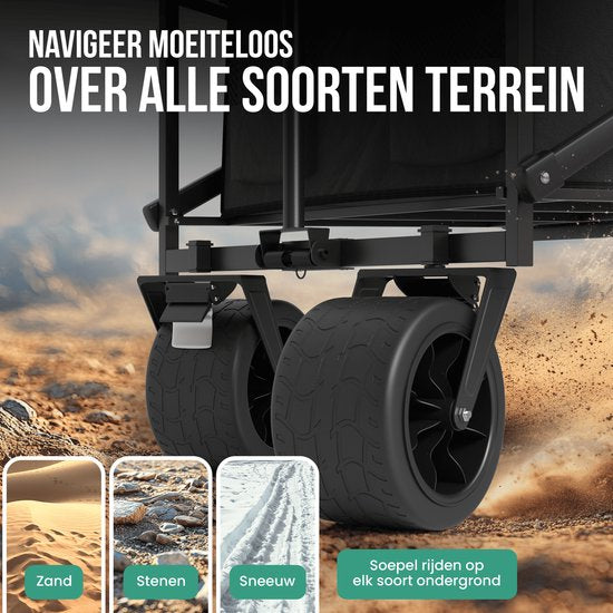 Avalo Wagon Avec Toit XL - Pliable - Jusqu'à 110KG - 97x60x105 CM - 120L - Roues 360º - Noir