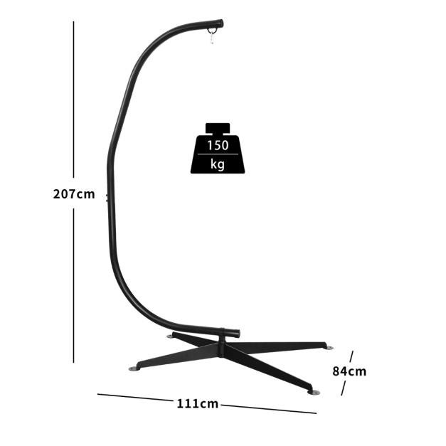 Coast C-shaped Hanging Chair Stand - 207cm - 150kg Weight Capacity - Black