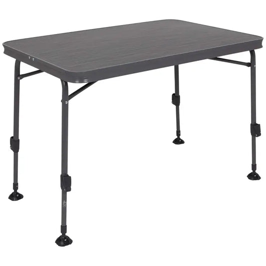 Table de camping Logan – Pliable – Pieds réglables – 100 x 68 cm – Gris
