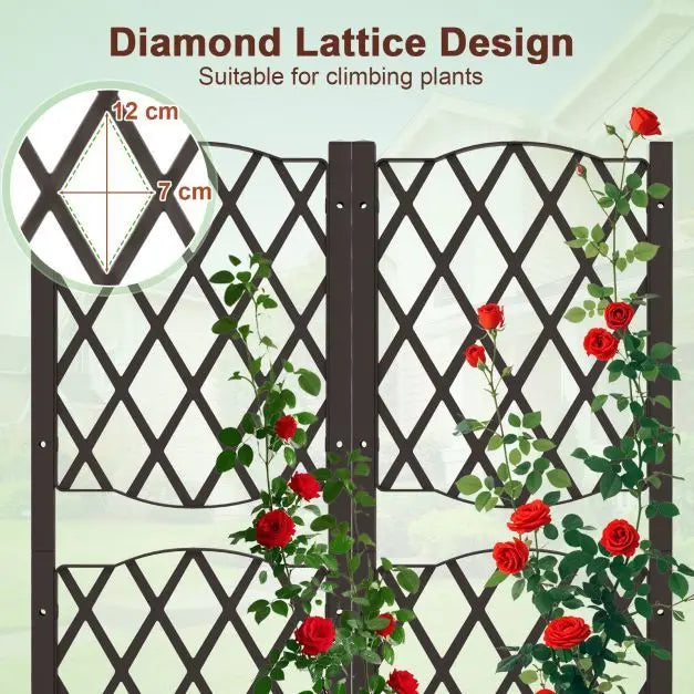 Jardinière Coast avec treillis d'escalade et parterre surélevé – Dotée d'un système d'arrosage automatique pratique, d'une grande jardinière et d'un aspect rotin – Pour jardins et balcons – Plastique PP marron – 80 de long, 40 de large et 122 de haut (cm)