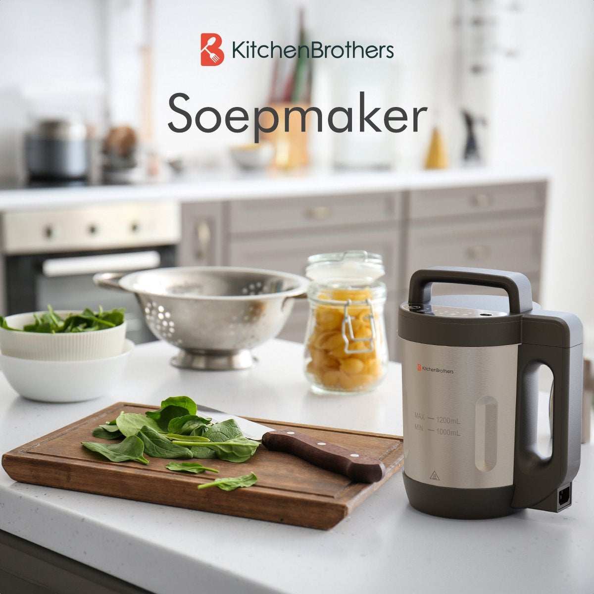 Machine à soupe KitchenBrothers  - Blender - jusqu'à 800W - 1.2L - inox/noir