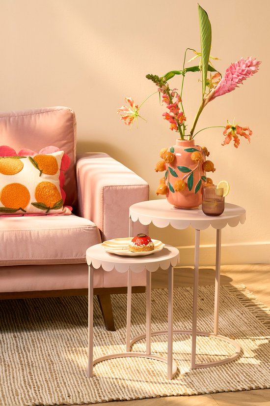 Table d'appoint - Mica Decorations - Lot de 2 - H51 x Ø40 cm - Métal - Rose clair