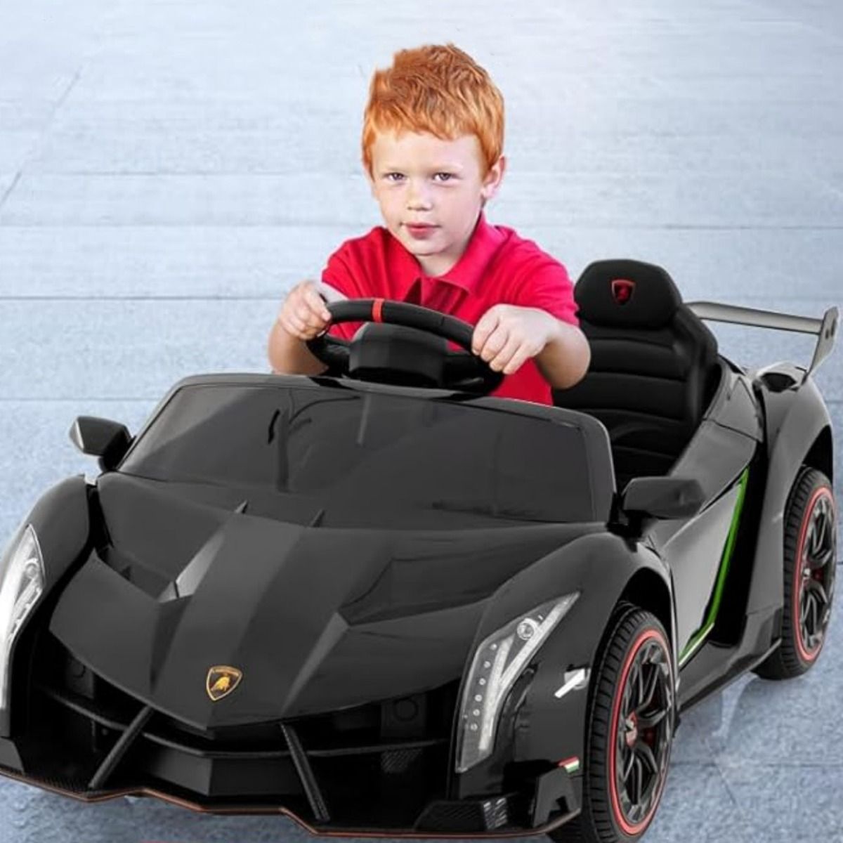 Coast Lamborghini Licensed Electric Car - Batterie 12V - Télécommande - 3 Vitesses - Portes hydrauliques - Noir