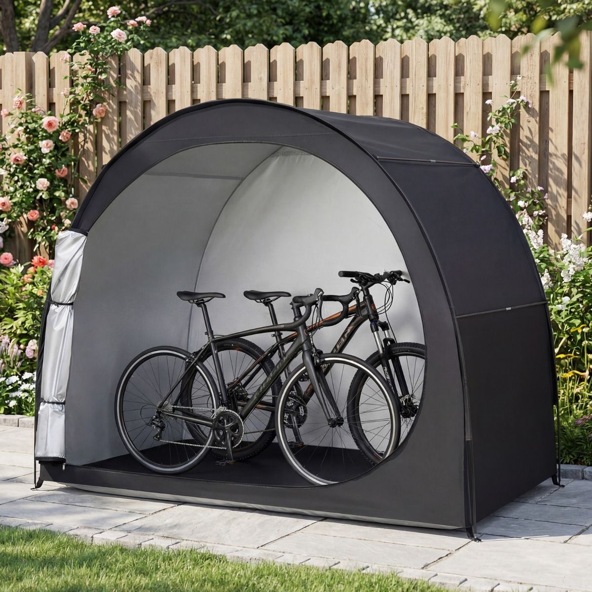 Abri à vélos Coast - Abri à vélos résistant aux intempéries - Pour 2 vélos - Noir - 210 x 123 x 171 cm