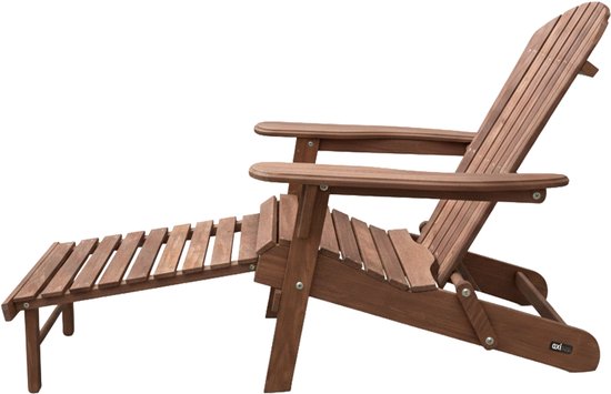 Chaise AXI Alexa Adirondack Coffee – Avec repose-pieds - Chaise de détente en bois avec accoudoirs – Pliable - Dossier haut - Chaise de jardin – 147 x 78,5 x 89 cm – 100 % bois de pruche certifié FSC