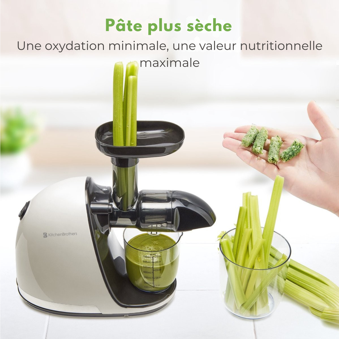 Slowjuicer KitchenBrothers - avec réservoir à pulpe - 700ml - Beige