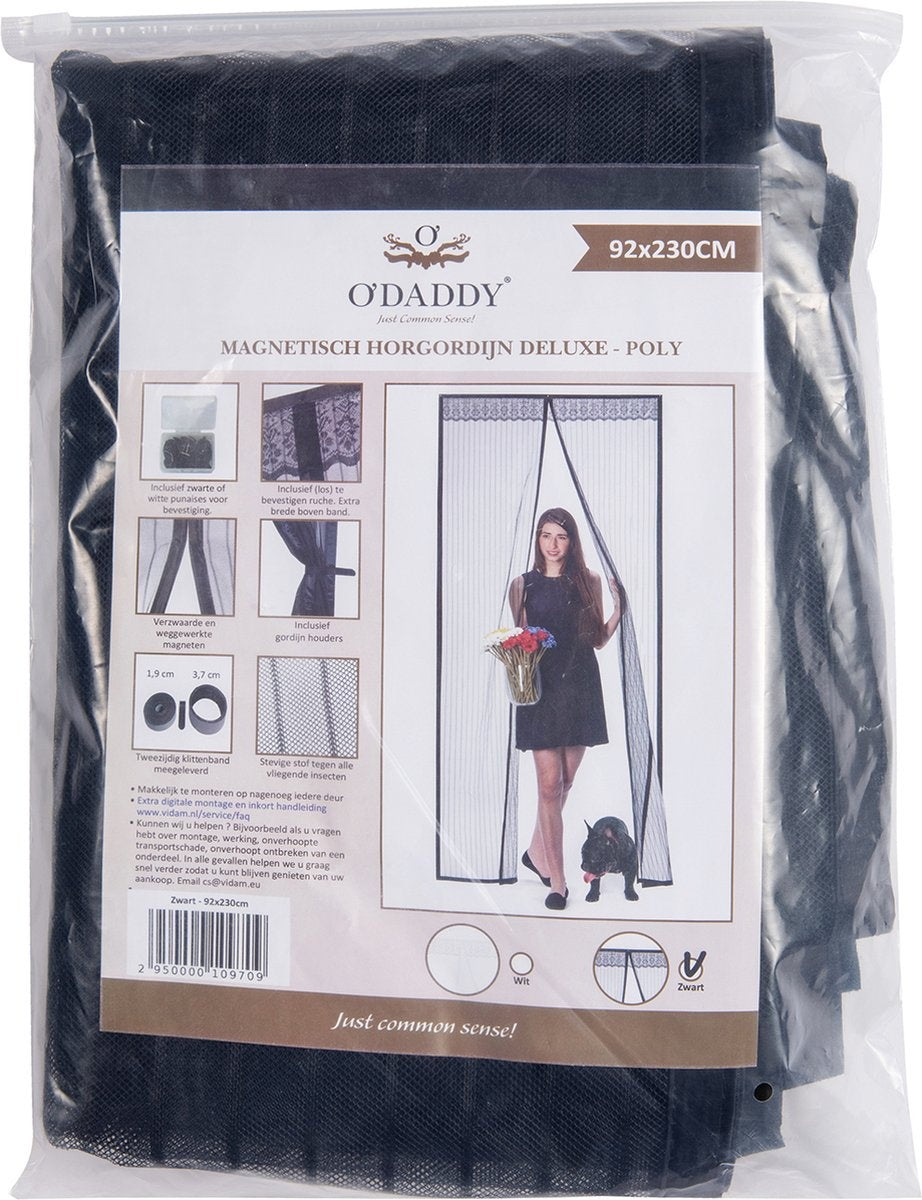 O'DADDY® Rideau de porte - Rideau anti-mouches - Magnétique - Moustiquaire de porte Deluxe 92 x 230 cm - Noir Hor - Rideaux de porte