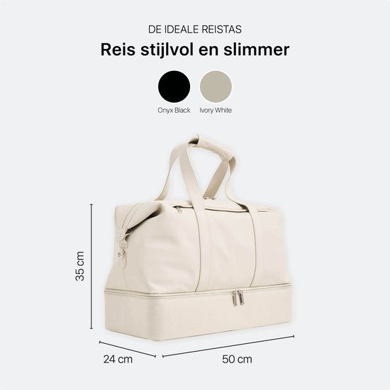 ONYX The Weekender Sac de voyage pour femmes et hommes - Sac de week-end 50 L - Sac de voyage en tant que bagage à main - Blanc ivoire
