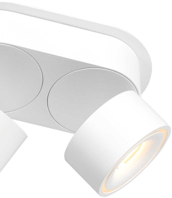 Spot blanc à 2 ampoules Fez 2674W, à intensité variable, orientable et inclinable, en plastique/métal, style moderne, Mexlite