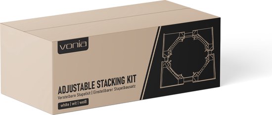 Vonia Entretoise lave-linge séchant - Kit d'empilage lave-linge séchant - Universel - Ajustable - Blanc