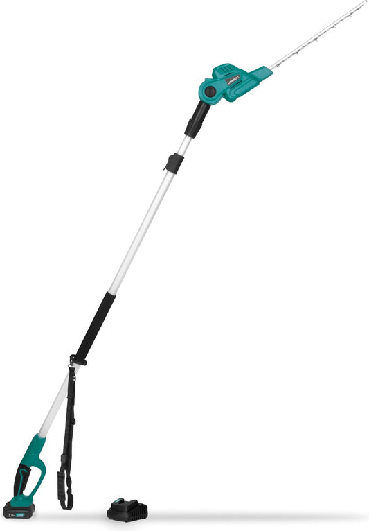 VONROC Taille-haie Accu télescopique 20V - Lame inclinable - Réglable en continu - Vert