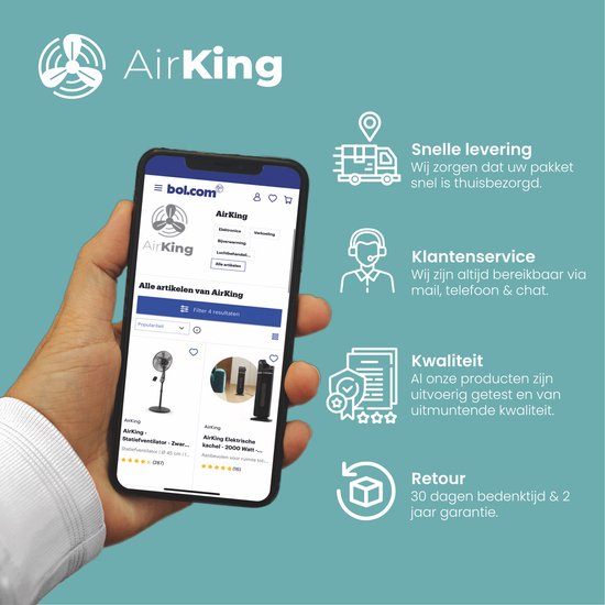 AirKing Réchaud électrique - Réchaud céramique compact avec écran tactile - Ventilateur de réchaud 2 étages 900 et 1800 watts - Protection contre l'inclinaison - Portable
