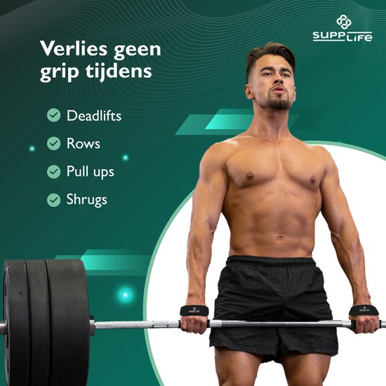 Supplife Lifting Straps - Sangles d'haltérophilie - Salle de sport - Poignées / Crochets de levage - Fitness, Powerlifting, Crossfit et musculation - Entraînement - Sangles pour soulevé de terre - Noir