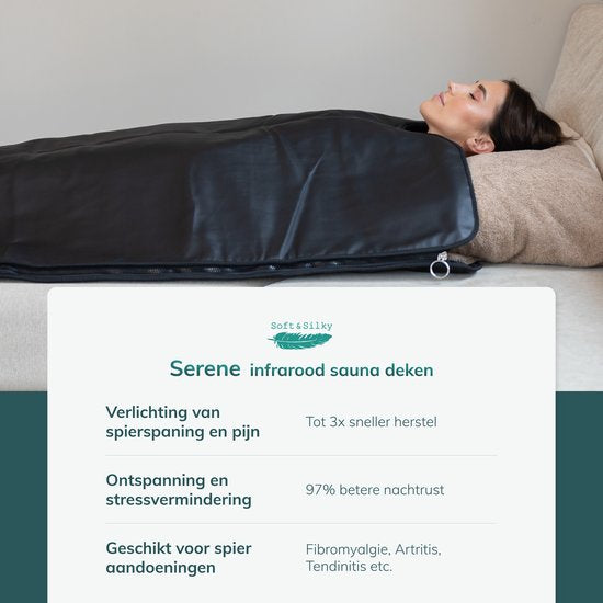 Couverture infrarouge ComfortFlow - 35 à 85º - Couverture de désintoxication incluse - Infrarouge - Thérapie par la lumière rouge - Sauna - Thérapie par la lumière rouge - Lampe - Chaleur - Électrique - Couverture - Pour les muscles, la fibromyalgie et le