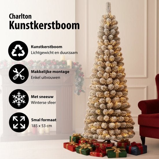 Black Box Trees Charlton : sapin de Noël artificiel étroit - H 185 x Ø 53 cm - Vert