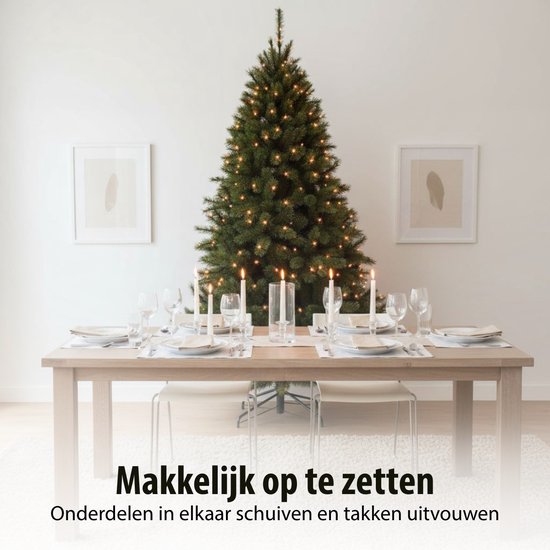 Sapin de Noël artificiel Triumph Tree Bristlecone - Sapin de Noël avec éclairage et 240 LED - Sapin artificiel à structure articulée - H 215 x Ø 127 cm - Vert foncé - Pour l'intérieur