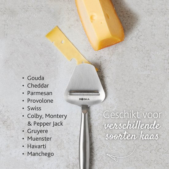Boska Cheese Slicer Copenhagen - Tranche fromage à pâte dure - Tranche fromage pour vieux fromage - Résiste au lave-vaisselle - Tranche fromage multifonctionnel - acier inoxydable - 220 x 74 x 20 mm - Ustensiles de cuisine - Accessoires de cuisine - Garan