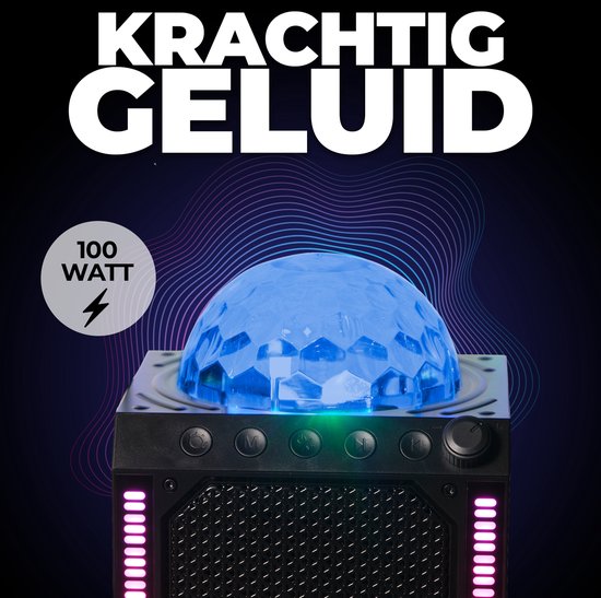 Denver Karaoke Set Children & Adults - Disco Lights - Bluetooth - Incl. Microphone - Speaker Party Box - Party Box - BTM618