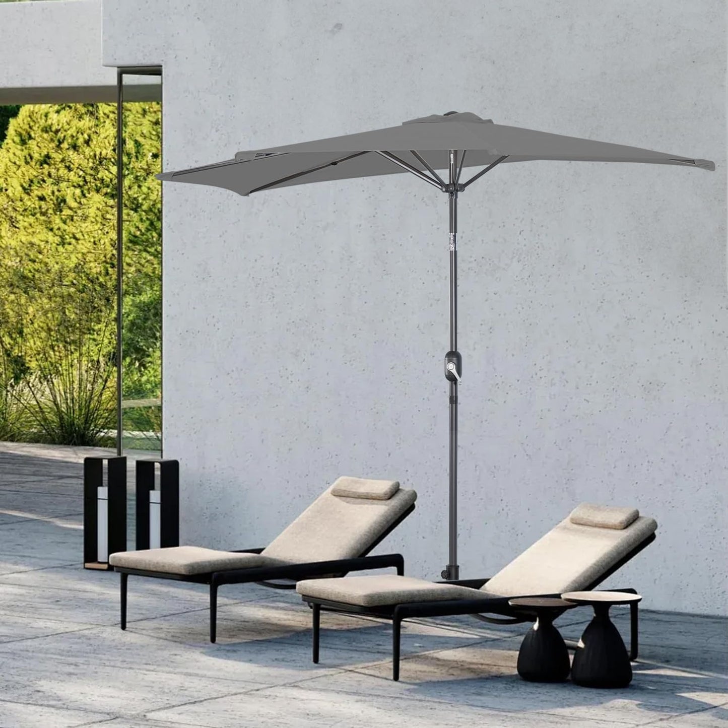 Angel Living Parasol de balcon - Semi-circulaire - 265 x 130 cm - Gris