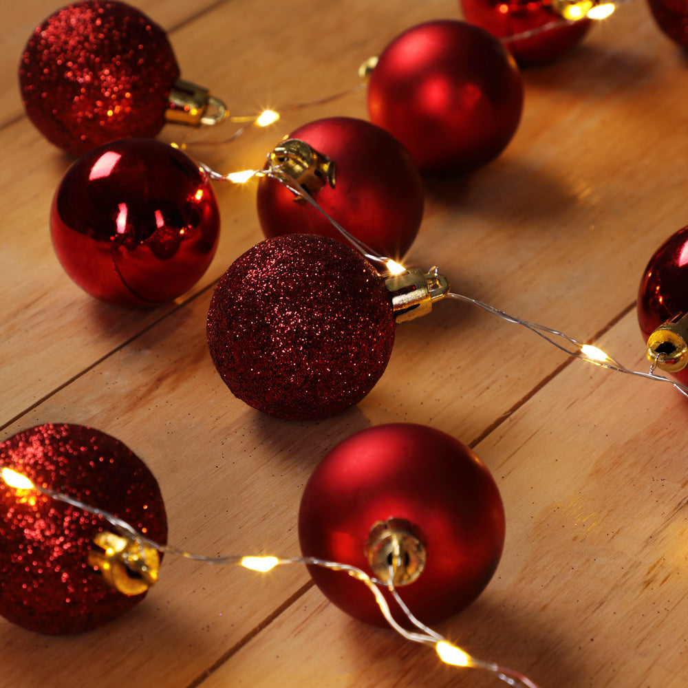Boules de Noël Casaria 40 LED - Rouge - 2m