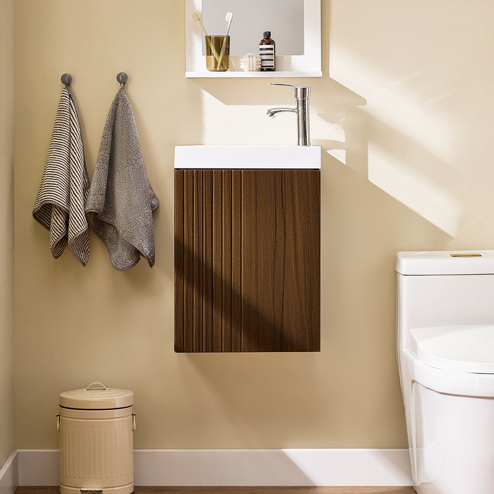 Meuble de salle de bain compact et élégant avec évier - SoBuy BZR196-BR (40 x 22 x 56 cm)
