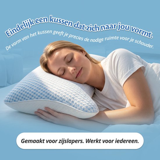 Oreiller Ella Moon en mousse à mémoire de forme - Oreiller 50 x 70 cm - Oreiller cervical réglable en mousse à mémoire de forme pour les personnes dormant sur le côté ou sur le dos - Ergonomique et orthopédique : soulage les douleurs cervicales