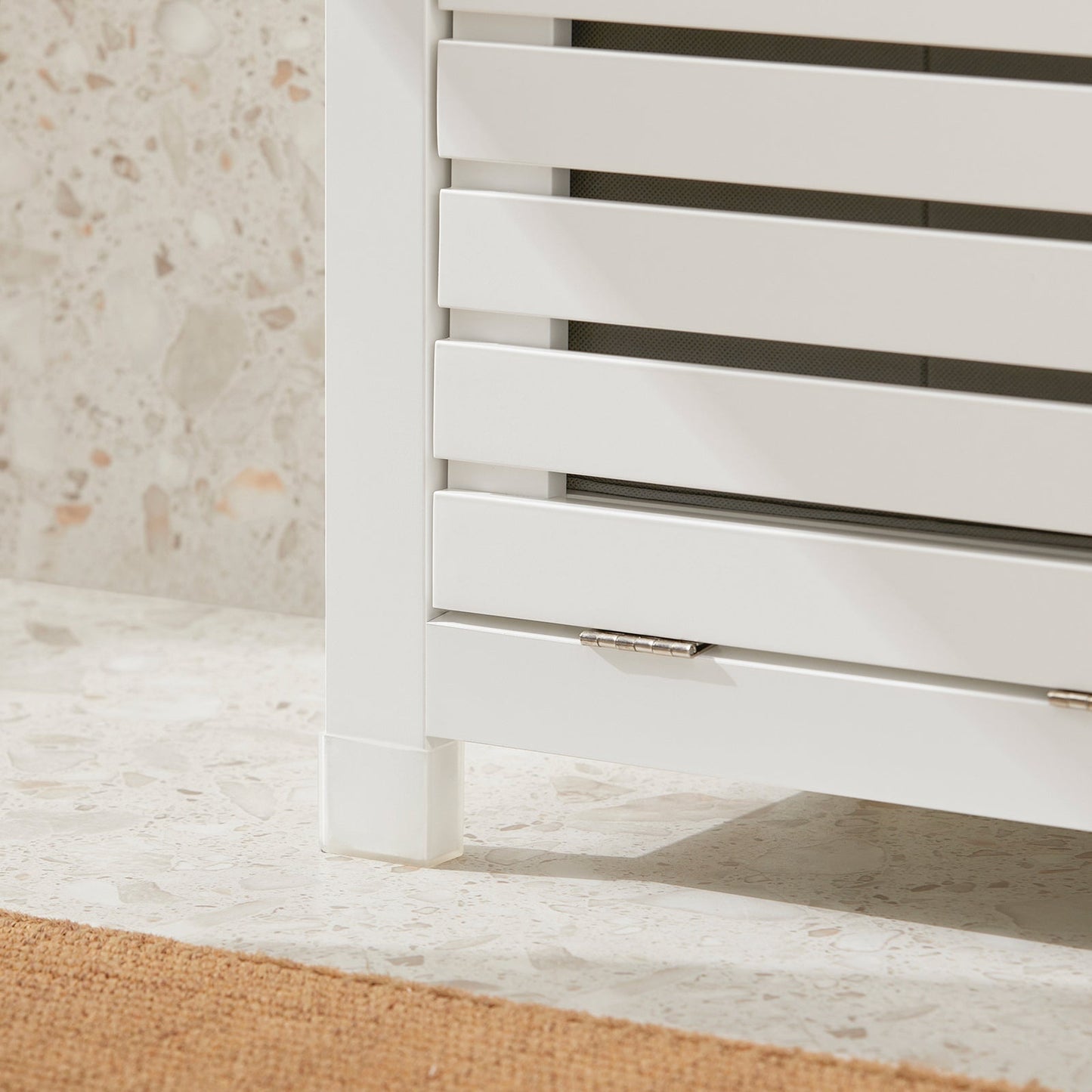 SoBuy BZR67-W Meuble de salle de bain - Panier à linge inclinable - Bois MDF blanc - 42x30x90 cm