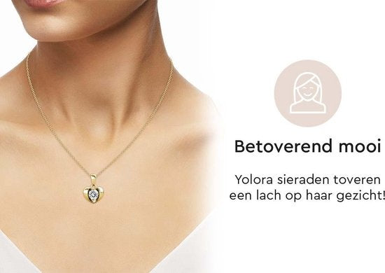Yolora Collier Femme avec Pendentif Coeur - Cristal Kalpa Camaka - Or - Plaqué Or Jaune 18K - Collier Femme Or - Bijoux - Collier - Boîte Cadeau de Luxe - Boîte Cadeau - Bel Emballage Cadeau - Emballage Cadeau Exclusif