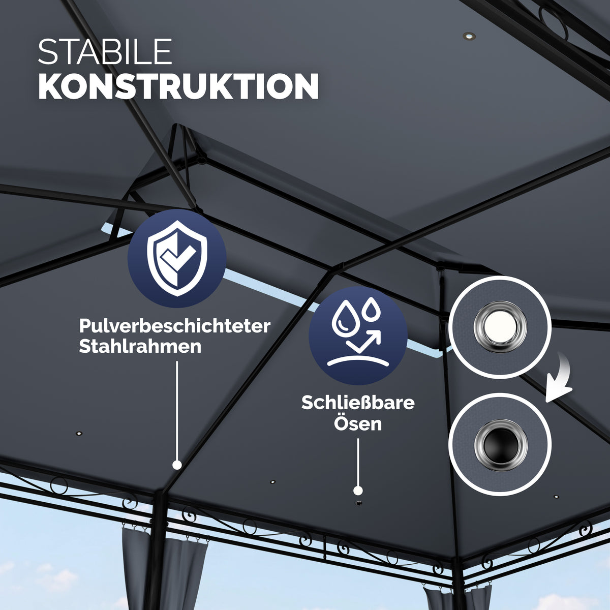 Pavillon Casaria Topas 3 x 4 m - Avec parois latérales et toit ventilé - Protection UV 50+ - Structure en acier - Anthracite