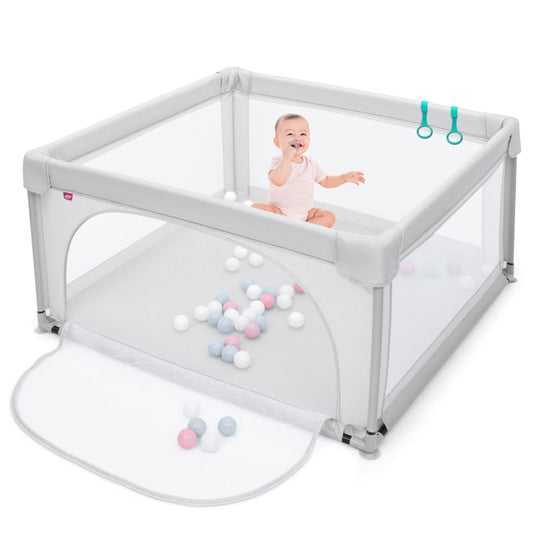 Parc pour bébés Grand parc pour enfants en bas âge avec 50 balles de jeu 120 x 120 x 68 cm Gris