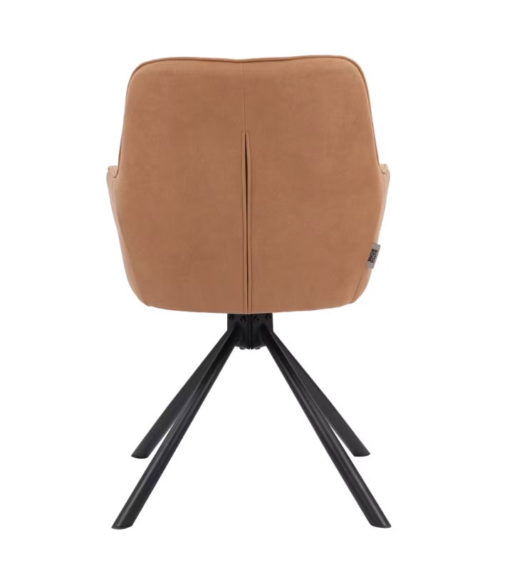 Dutchbone - Chaise de salle à manger pivotante - Lot de 2 pièces et design vintage - équipée d'accoudoirs confortables et d'un cadre en métal - pour la salle à manger et le bureau - cuir PU cognac