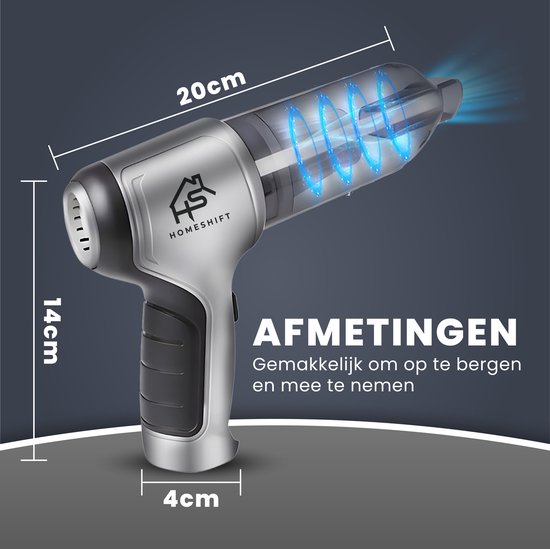HomeShift® Aspirateur de voiture sans fil V2 PRO - Aspirateur à main - Petit aspirateur - Aspirateur sans fil - Dépoussiéreur - Wet & Dry - Métallique