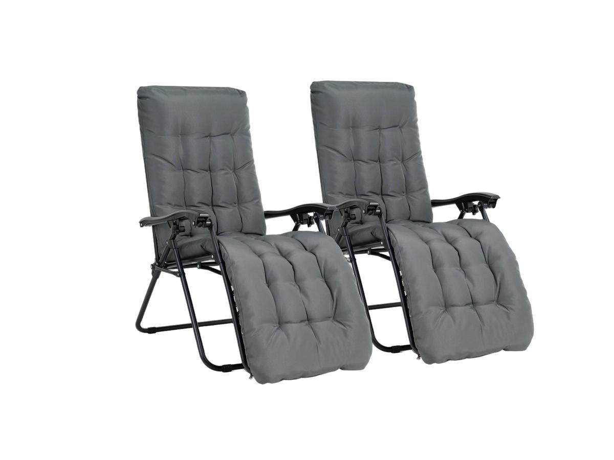 Chaise longue Lifa Garden Premium - Avec coussin - Anthracite - Lot de 2