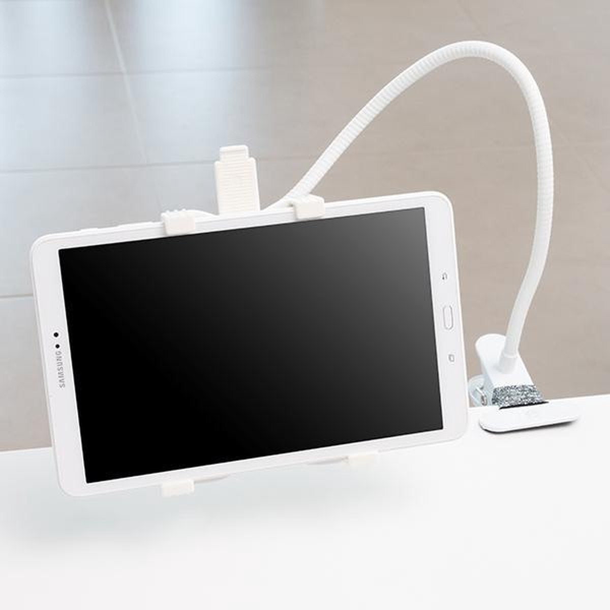 Support de tablette avec support réglable - avec pince de table - Blanc ou Noir