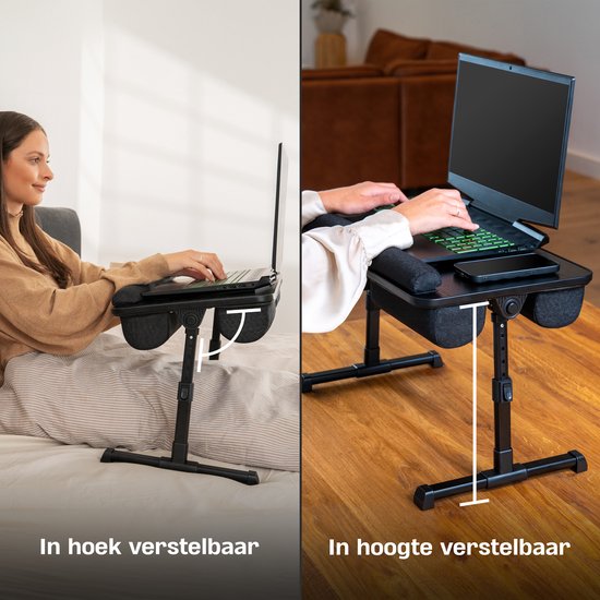 CozySense® Table réglable pour ordinateur portable - Table de lit - Table de banc - Coussin pour ordinateur portable - Lap Pad & Laptop Tray - Table pour ordinateur portable - Pieds réglables