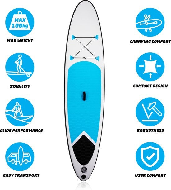 Dunlop Inflatable Sup Board avec accessoires - Bleu/Blanc - 305 x 71 x 10 cm