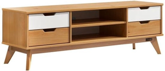 Buffet TV en bois massif 140x42x40cm naturel