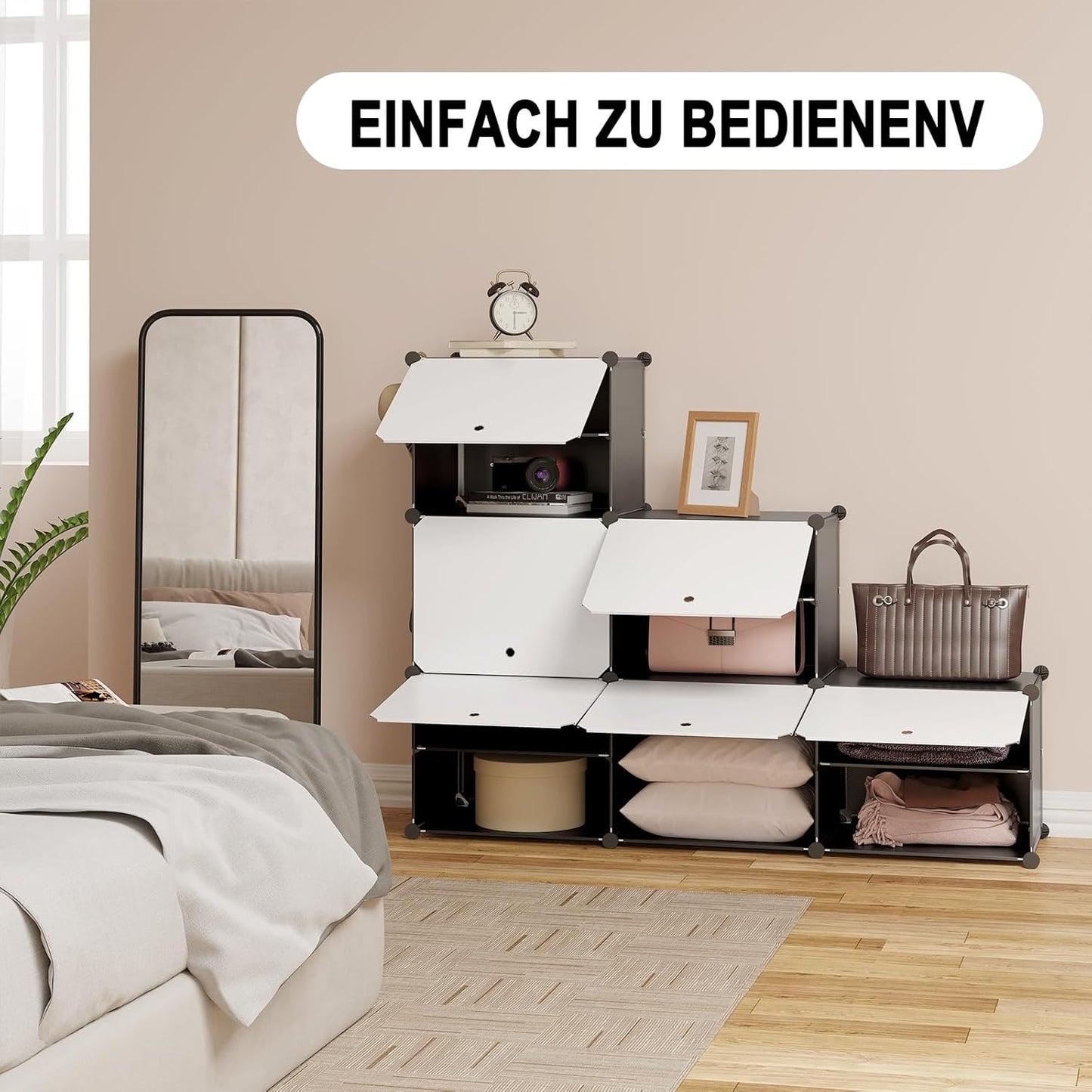Étagère à chaussures Woltu à 6 compartiments - Meuble de rangement pour 24 paires de chaussures - Blanc/Noir - 94 x 36,5 x 109 cm
