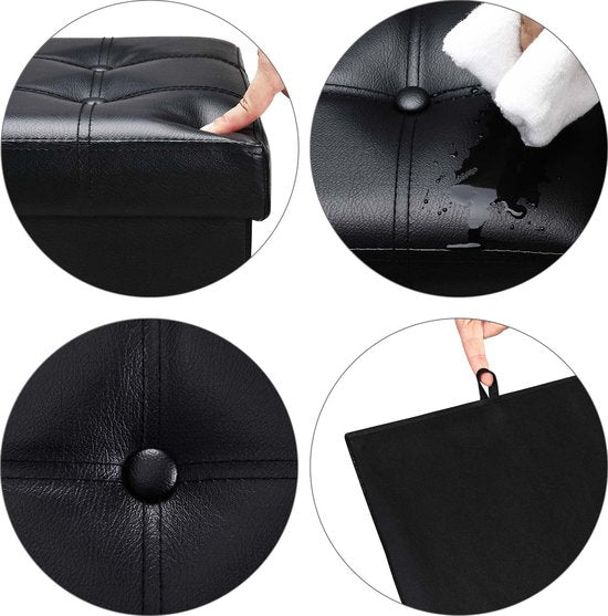 Banc Casaria avec rangement - 80x40x40cm 100L Faux cuir - Noir