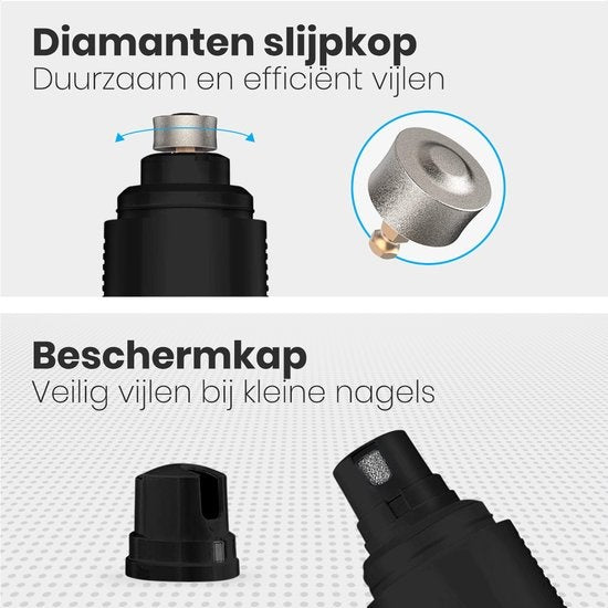 Auronic lime à ongles électrique - pour animaux - rechargeable - sans fil - tête de lime diamantée - chiens/chats - noircissement