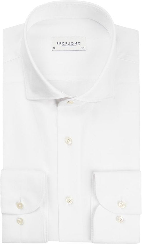 Chemise homme slim fit Profuomo - sergé - blanc - Repassage facile - Taille : 39