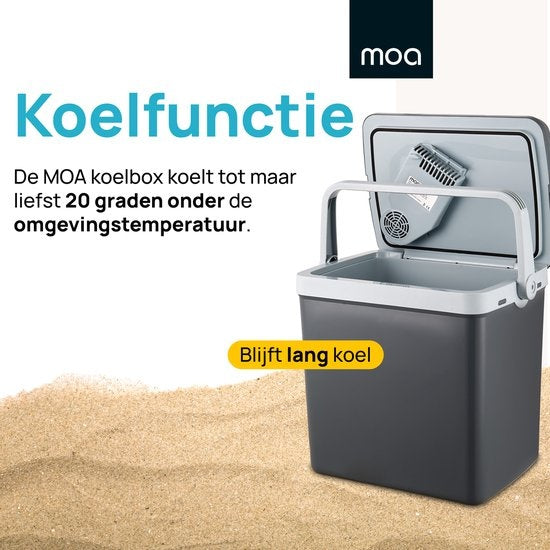 Glacière Thermoélectrique MOA Electric Coolbox, Avec fonction de chauffage, 12V et 230V, 32Litres, Gris