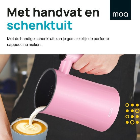 MOA Mousseur à lait - Sans BPA - Pour faire mousser et chauffer - Rose - MF1P