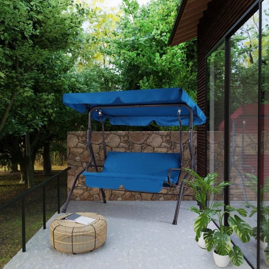 Balançoire Casaria Hollywood - 2 places Résistant aux intempéries 200kg - Bleu